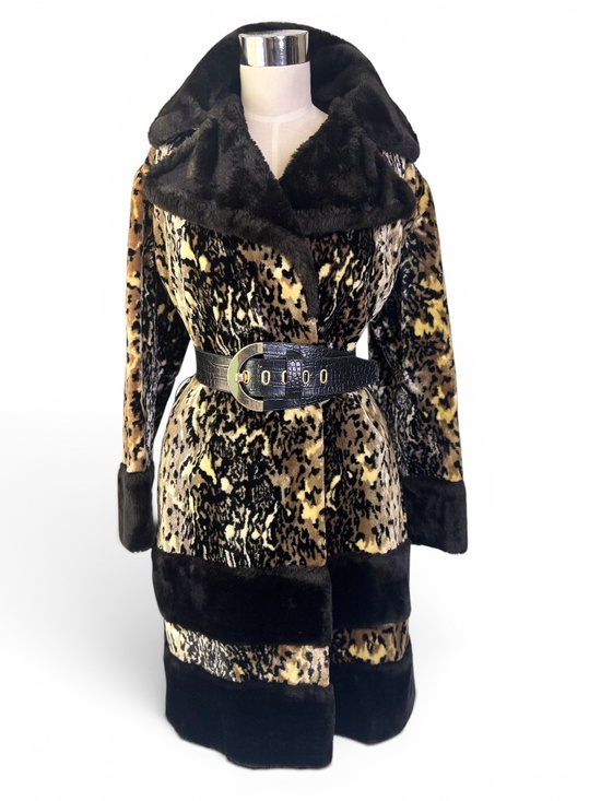 American Vintage Jackets & Blazers - Vintage 1960s Leopard Animal Print Faux Fur Mod Glam Statement Jacket Coat  M